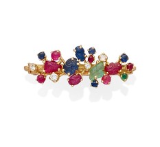 18k Yellow Gold Carved Gemstone and Diamond Tie Clip 1-1/2&quot; 8.60g - $3,566.24