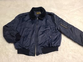 VTG Security Jacket Quilt Lined Timber King Made USA XXL Blue Faux Fur Collar - £19.88 GBP
