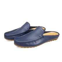 Mens Slippers Leather Casual Shoes Non-slip Sandalias Men Summer Flip Flops Bath - £39.45 GBP