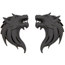 AIZHIWENG 3D Wolf Head Metal Emblem Car Motorcycle Rear Styling Badge Black Pair - £10.13 GBP