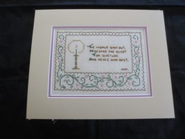 Dbl. Matted &amp; Padded THE WORLD SHUT OUT Cross Stitch SAMPLER - 15-1/2&quot; x... - $19.80