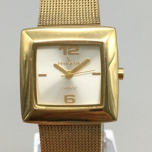 Peugeot Watch Women 28mm Gold Tone Square Gold Tone Mesh Band New Battery - £23.48 GBP