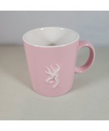 Browning Coffee Mug Pink White Embossed Deer Logo 3.75&quot; Tall - $12.98