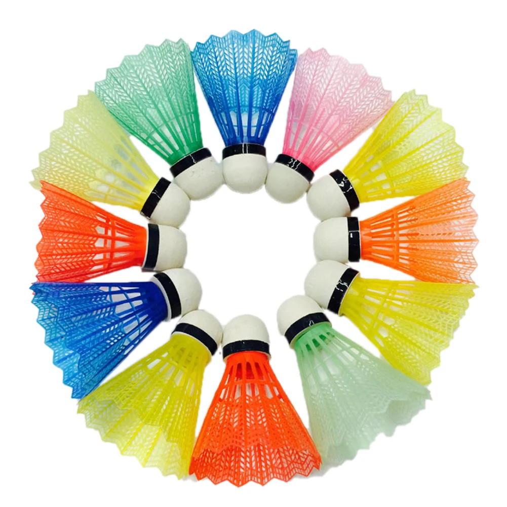 Sporting 12 pcs Color UniA Badminton Suit Plastic Feather Styrofoam Ball Head Pl - £23.90 GBP