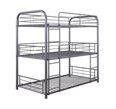 Cairo Twin Size Triple Bunk Bed for Kids Room Gunmetal  - £489.89 GBP