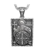 Saint Benedict Sterling Silver 925 Medal Pendant Chain Handcrafted Exorcism - $194.75