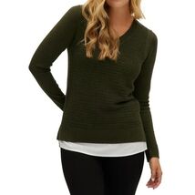*Hilary Radley Women's V Neck Layered 2fer Sweater - Small - $15.84