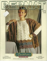 Bernat Heathers 1272 Knitting Pattern Womens Sweater Pullover Shawl Card... - $6.99
