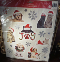 Christmas Dogs &amp; Cats Pets Window Clings 1pk of 19pcs-Brand New-SHIPS N ... - $14.73