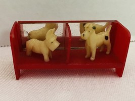 Miniature Mini Tiny Dogs On Red Bench With Mirrors Terriers - £11.00 GBP