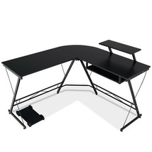 L Shaped Computer Desk Home Office Workstation with Movable Monitor Stan... - £134.50 GBP
