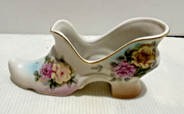 Reinhold Schlegelmilch Prussia Vintage porcelain shoe flowers gilded - $11.40