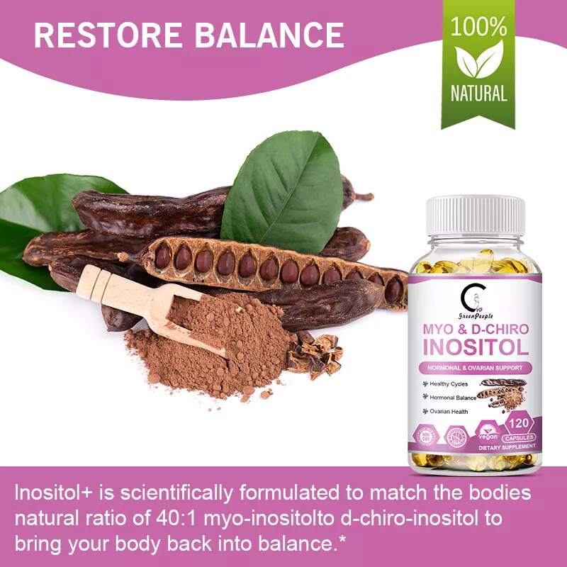 Inositol Supplement | Myo-Inositol & D-Chiro Inositol Complex Clinically Validated 40 1 Ratio Vitamin B8 Hormonal Balance