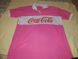  Vintage Coca Cola Coke Pink Collared Top T Shirt Sz Medium  - $49.49