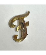 Vintage Mamselle Gold-Tone Letter F Monogram Brooch Pin - $405.98 MXN