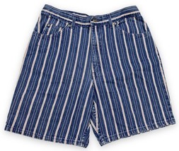 Vtg 90s Arizona Jean Co High Rise Vertical Stripe Jean Denim Shorts USA ... - £18.23 GBP