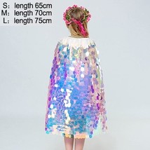 Fashion Glitter Multicolor Sequins Shawl Shiny Girls Cloak Blingbling Fairy  Cap - £52.34 GBP