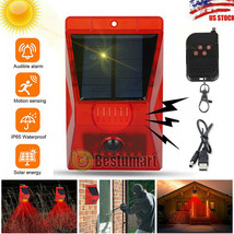 129Db Solar Alarm Lamp Usb Strobe Light Infrared Motion Sensor Waterproo... - £36.76 GBP