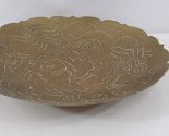 Chinese Etched Brass Bowl Plate Dragon Vintage China Luck Lung Trinket Dish - £22.93 GBP