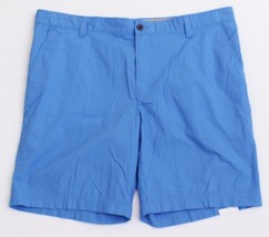 Izod Saltwater Seaport Poplin Blue Relaxed Classics Flat Front Shorts Me... - £39.50 GBP