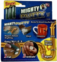 MIGHTY PUTTY 3 Pack Bond &amp; Repair Epoxy Stick As Seen On TV NEW IN BOX! - £17.91 GBP