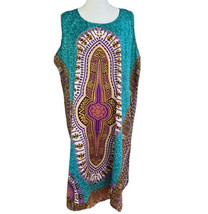 Women’s Plus Kaftan Dress African Style Boho Hippie Green Purple Gold Free Size - £12.39 GBP
