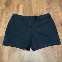 Lands End Womens Solid Black Chino Shorts Plus Size 20W Cotton 6.5&quot; Inseam - $27.72
