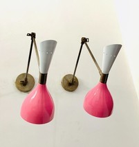 Wall Sconce White and Pink Cone Shape Mid Century 1950s Sconce Vintage - £179.33 GBP