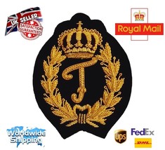 Bullion Embroidered Ralph Alphabet &quot;T&quot; Red Crown Blazer &quot;Handmade&quot;Bullio... - €20,83 EUR