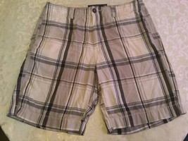 Size 32 American Eagle shorts plaid flat front blue mens - $17.99