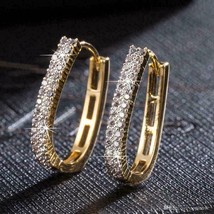 0.50 Ct Round Brilliant Cut Diamond Hoops Earrings Solid 14K Yellow Gold Finish - £79.63 GBP