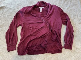 Evan Picone Women’s Silk Button Down Long Sleeve Blouse Maroon Size 16 - $14.84