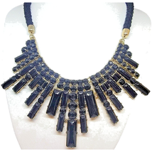 Vintage Starburst Black Necklace Statement Style Acrylic Beads Braided R... - $13.36