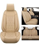 YUHCS Full Set Car Seat Covers Faux Leather Fits Most SUV Cars Pickup Beige - £60.53 GBP