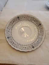 China(Made In China) 5 1/2” Saucer Platinum Wavy Edge Pretty Gray Floral  Print - £3.95 GBP