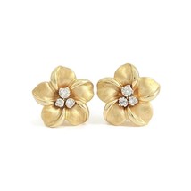 Diamond Cluster Flower Drop Stud Earrings 14K Yellow Gold, .09 CTW - £639.39 GBP