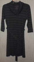 NWOT WOMENS / JUNIORS SONOMA GRAY, BEIGE &amp; SILVER STRIPE KNIT DRESS   SI... - £14.63 GBP