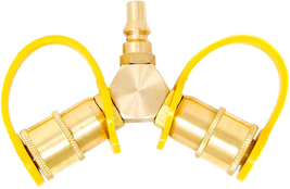 Y Splitter 2 Way LP Gas 1/4&quot; Propane Hose Adapter for RV Tabletop Quick ... - $23.67