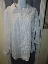 Cj Banks White Pullover Polka Dot Ls Blouse Size 1X Women&#39;s New - £26.25 GBP