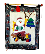 Christmas Advent Calendar Vtg Handmade Felt Applique Needlework Santa Re... - $23.98