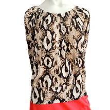 Notations Stretchy Pullover Top Women&#39;s Size Large Brown Tan Animal Print 3/4 - £9.39 GBP