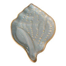 Cindy Crawford Style Ceramic Leaf Plate – Blue Glaze – 7.5 x 5.25” – Ver... - $13.00