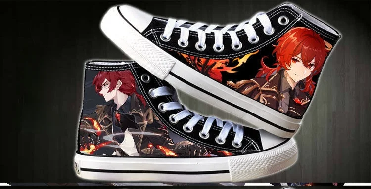 Genshin Impact Zhongli Xiao Cosplay Women Canvas Shoes Summer Casual  Student Ca - £132.02 GBP