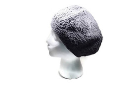 Fall Cotton hat, lace cap, beret cap, crochet gray beanie - $20.00