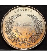 Denmark 2 Kroner, 1892 Gem Unc Silver~Golden Wedding Anniversary - £107.17 GBP