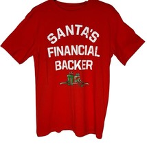 Santa&#39;s Financial Backer Christmas T Shirt Size Small Red Mad Engine Holiday - £13.76 GBP