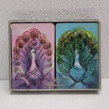 Vintage Hallmark Peacock Bridge Playing Cards Plastic Coated 2 Decks In ... - $17.72