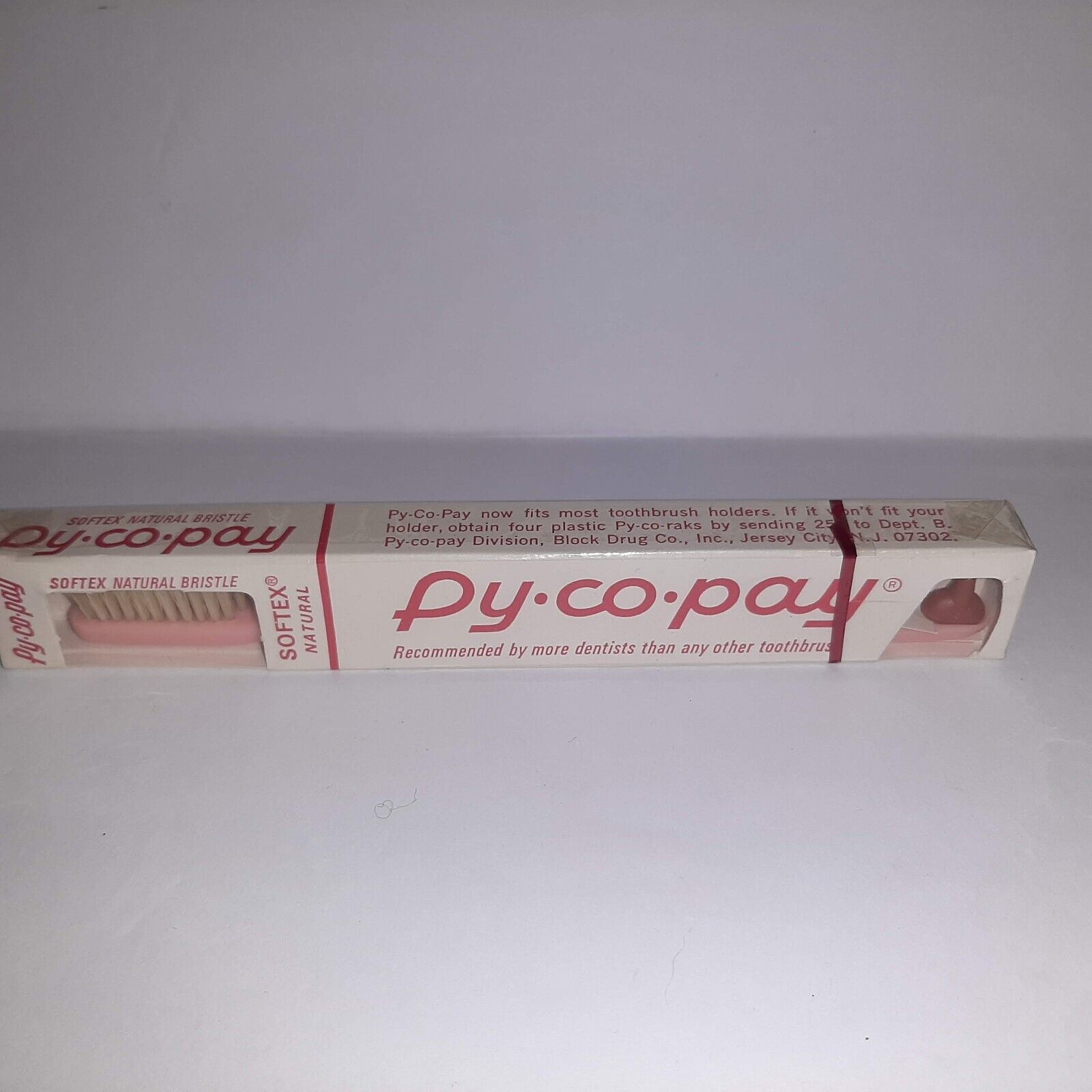 Vintage NEW PY-CO-PAY Toothbrush PINK Softex Natural Bristles 70s Gum St... - $7.92