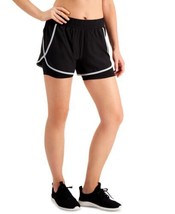 allbrand365 designer Womens Activewear Layered-Look Shorts,Noir,XX-Large - $38.22