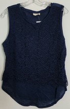 Maison Jules Womens Blue Pullover Linen/Nylon Sleeveless Shirt Size Large - $16.00